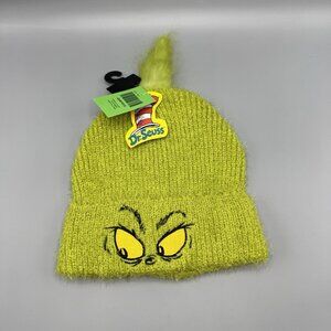 Dr. Seuss How The Grinch Stole Christmas Fuzzy Beanie Hat Cap NEW